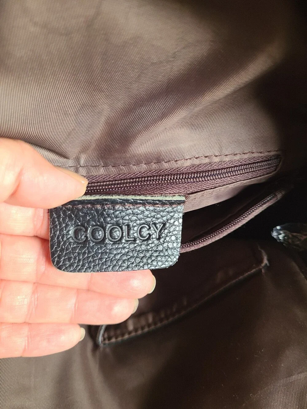 Coolcy, black leather backpack, bag